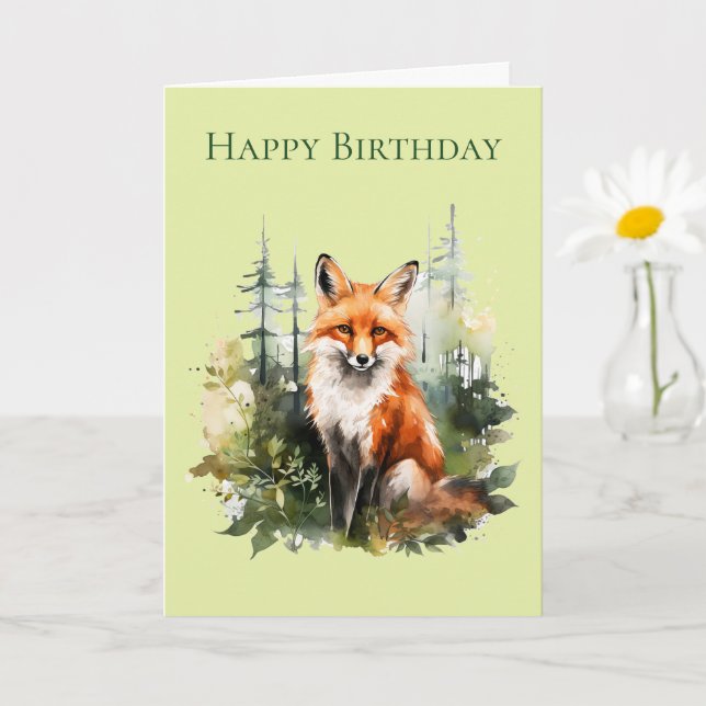 A Fox in a Forest Birthday Card #1 (Small Plant)