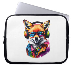 A fox in headphones and glasses laptop sleeve
