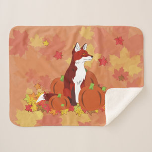A Fox In the Pumpkin Patch Sherpa Blanket