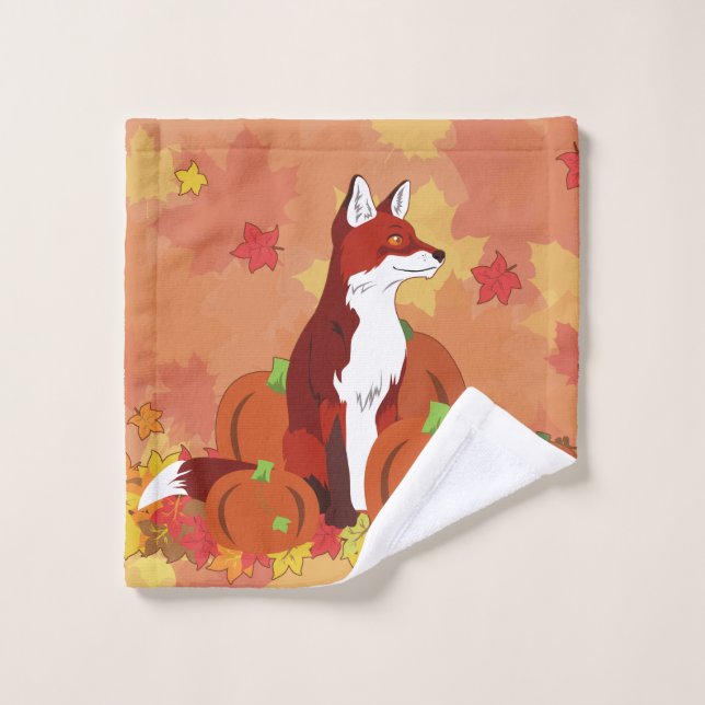A Fox In the Pumpkin Patch Wash Cloth (Wash Cloth)