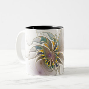 A fractal colorful ornament. Abstract Flower art Two-Tone Coffee Mug