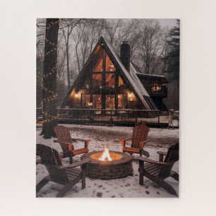 A-frame Cabin Christmas  Jigsaw Puzzle