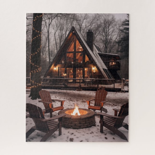A-frame Cabin Christmas  Jigsaw Puzzle (Vertical)
