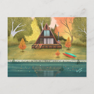 A-Frame Cabin House Postcard