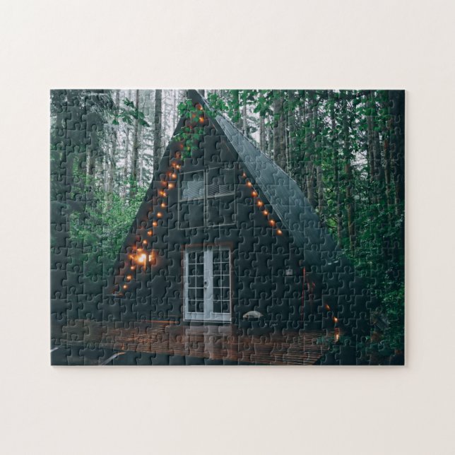 A FRAME CABIN IN THE WOODS JIGSAW PUZZLE (Horizontal)