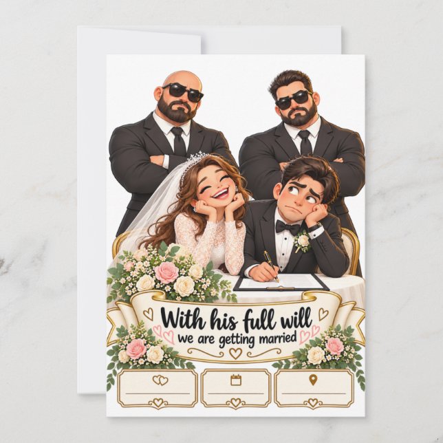 A free will wedding invitation (Front)