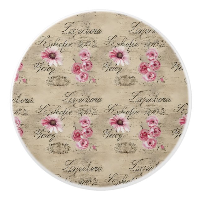 A French Ephemera Design Series 20 Ceramic Knob (Front)