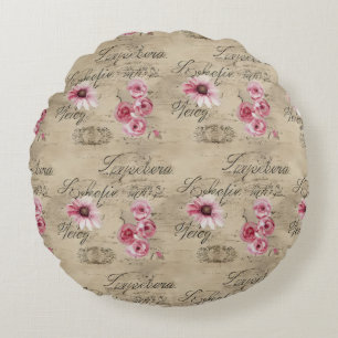 A French Ephemera Design Series 20 Round Cushion