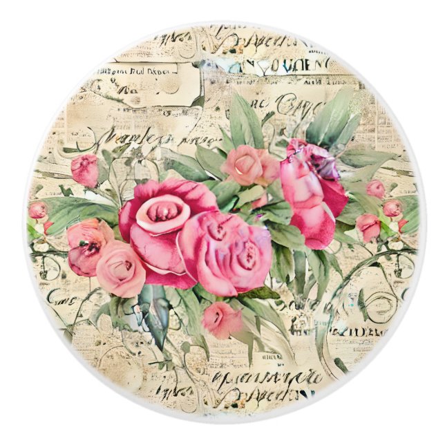 A French Ephemera Design Series 26 Ceramic Knob (Front)