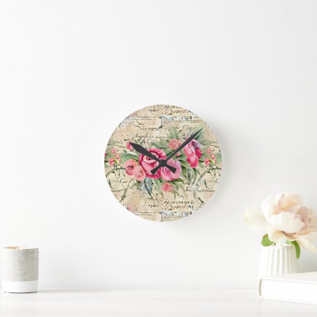 A French Ephemera Design Series 26 Round Clock (Home)