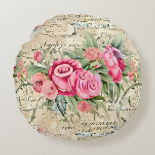 A French Ephemera Design Series 26 Round Cushion