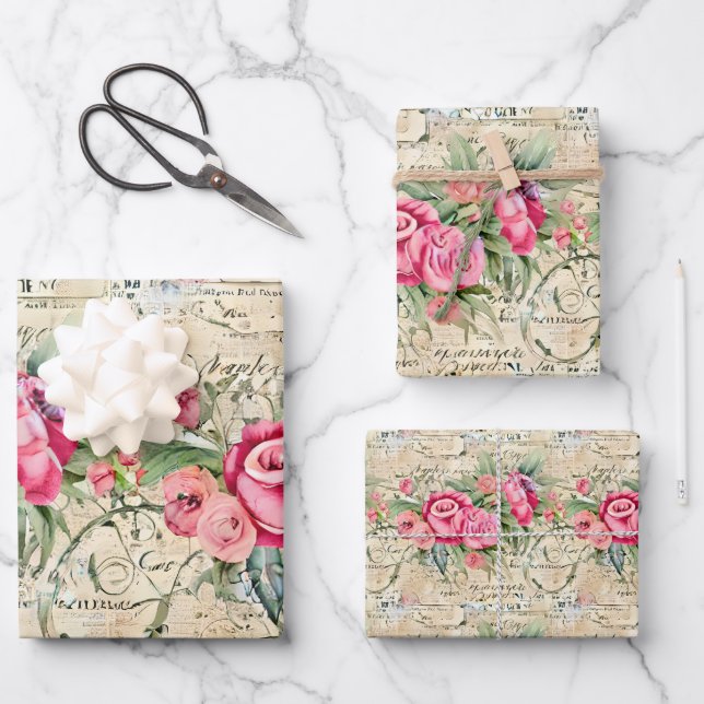 A French Ephemera Design Series 26 Wrapping Paper Sheet (Front)