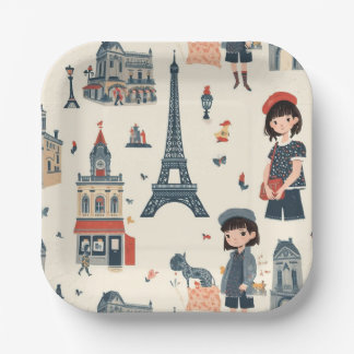 A French Girl's Day Out Paper Plate