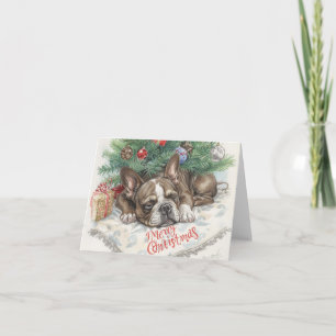 A  frenchy dog merry christmas holiday card