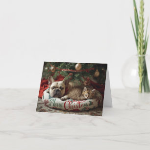 A frenchy dog merry christmas holiday card