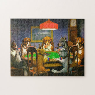 A Friend in Need Dogs Playing Poker Funny  Jigsaw Puzzle