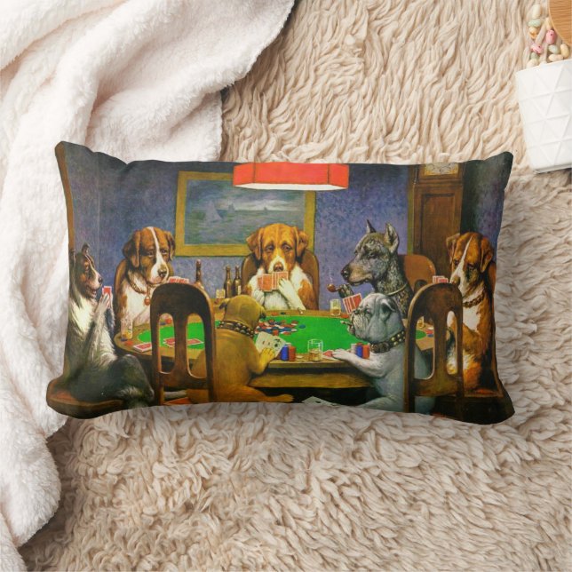 A Friend in Need Dogs Playing Poker  Lumbar Cushion (Blanket)