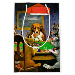 A Friend in Need, Dogs Playing Poker, Medium Gift Bag