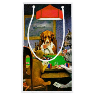 A Friend in Need, Dogs Playing Poker, Small Gift Bag