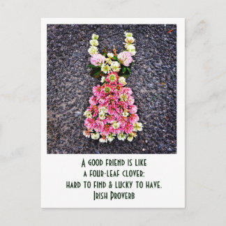 A friend is like a four leaf clover ... postcard