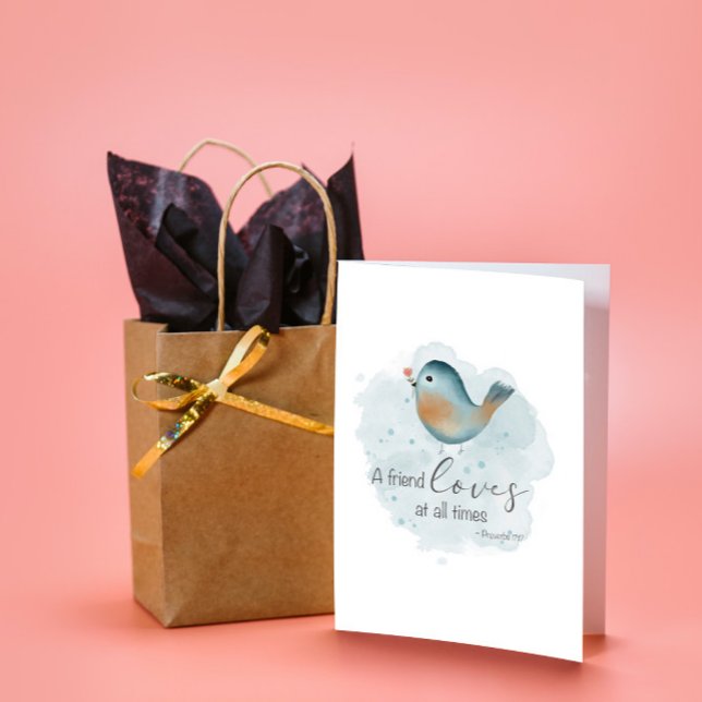 A Friend Loves Scripture Watercolor Bird Card (Creator Uploaded)