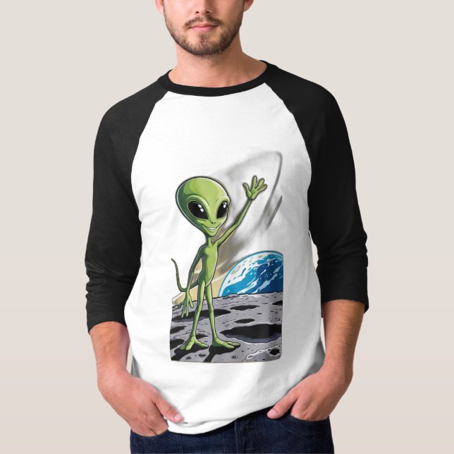 A friendly alien waving T-Shirt (Front)