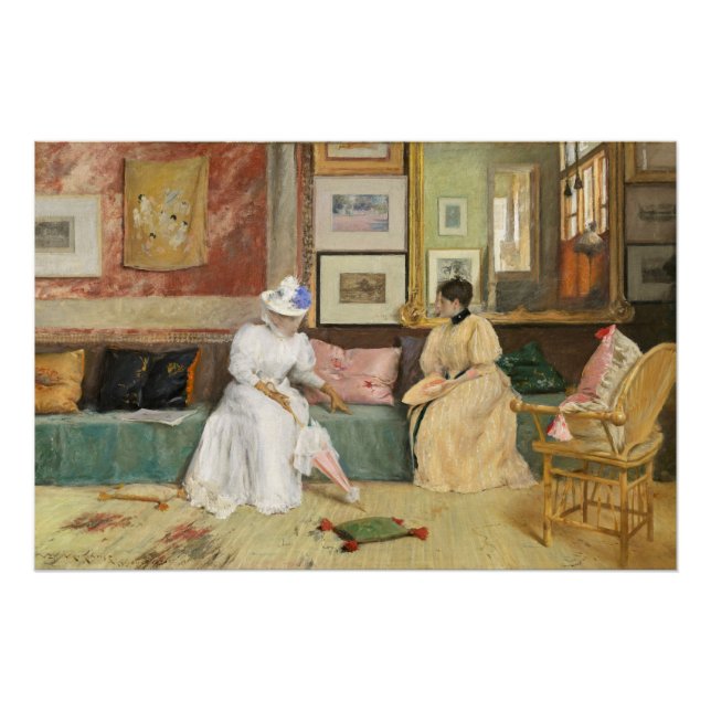 A Friendly Call, 1895 (oil on canvas) Poster (Front)