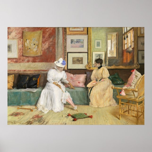 A Friendly Call, 1895 (oil on canvas) Poster (Front)