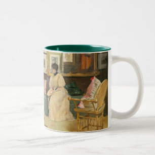 A Friendly Call, 1895 (oil on canvas) Two-Tone Coffee Mug
