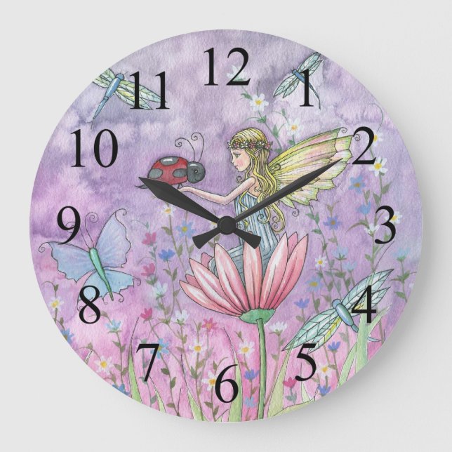 A Friendly Encounter Fairy and Ladybug Clock (Front)