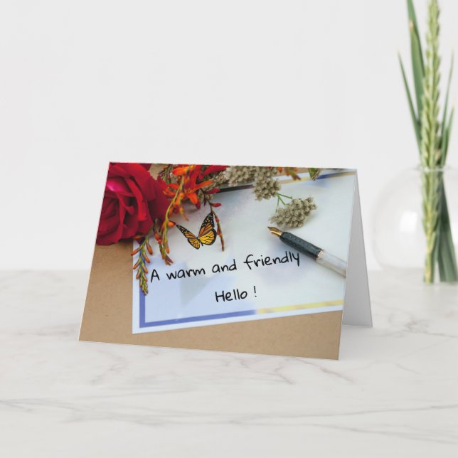 A Friendly Hello Folded Greeting Card (Front)