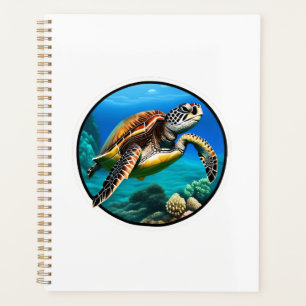A friendly sea turtle swimming in the ocean planner