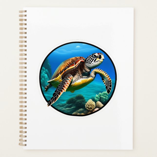 A friendly sea turtle swimming in the ocean planner (Front)