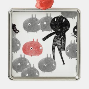 A friendly visit to the bunnyland 2014 metal ornament