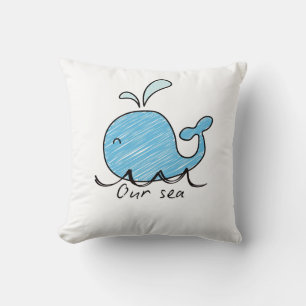 A FRIENDLY WHALE IN HIS SEA  Throw Pillow