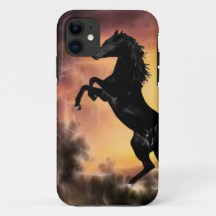 A Friesian Stallion horse rearing iPhone 11 Case