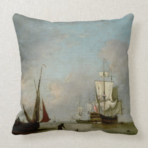 A Frigate in Calm Water Cushion
