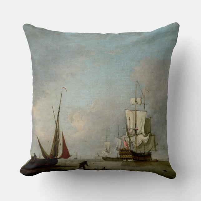 A Frigate in Calm Water Cushion (Front)