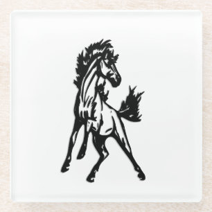 A Frisky Jumping Horse Glass Coaster