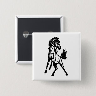 A Frisky Jumping Horse in the Wild 15 Cm Square Badge