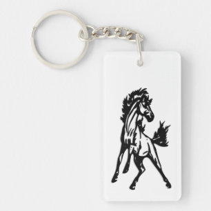A Frisky Jumping Horse in the Wild Key Ring