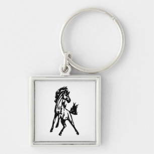 A Frisky Jumping Horse in the Wild Key Ring