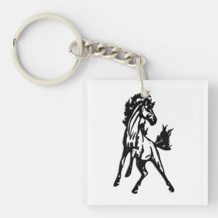 A Frisky Jumping Horse in the Wild Key Ring