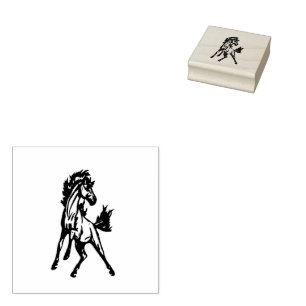 A Frisky Jumping Horse in the Wild Rubber Stamp