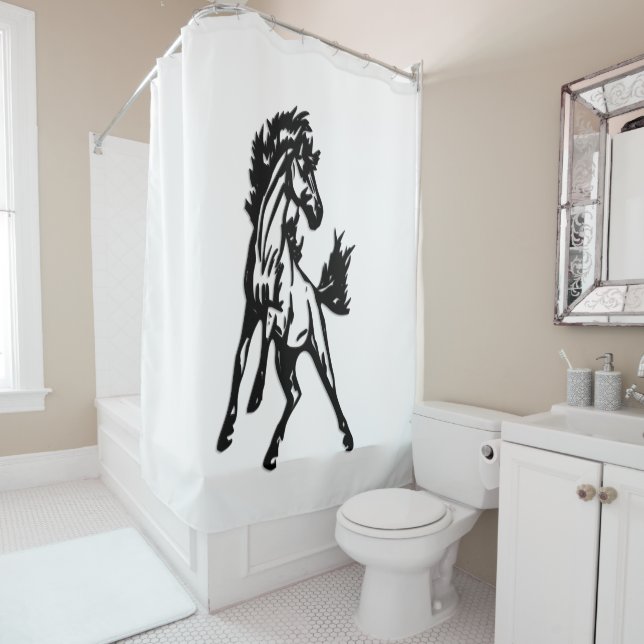 A Frisky Jumping Horse in the Wild Shower Curtain (In Situ)