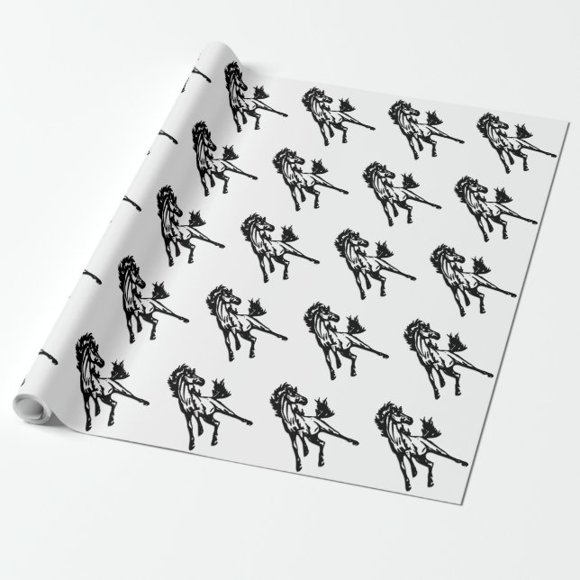 A Frisky Jumping Horse in the Wild Wrapping Paper (Unrolled)