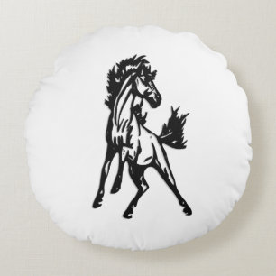 A Frisky Jumping Horse Round Cushion