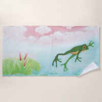 A Frog Jumps Into The Pond Illustration  