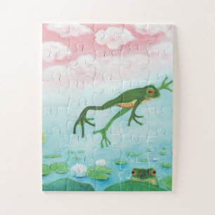 A Frog Jumps Into The Pond Illustration Jigsaw Puzzle