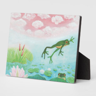 A Frog Jumps Into The Pond Illustration  Plaque